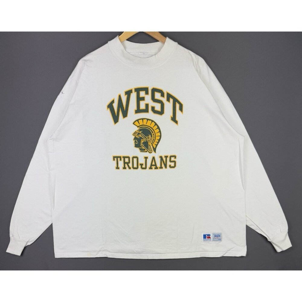 Vintage 90's Russell Athletic West Trojans Longsleeve Shirt NCAA Sports Gym Logo
